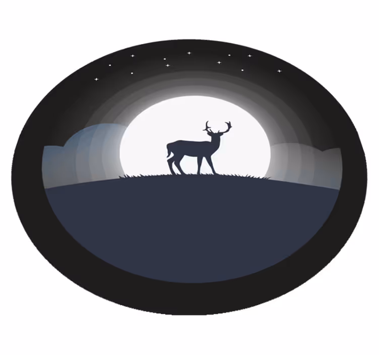 Stag Under Moon circular vinyl carpet - TenStickers