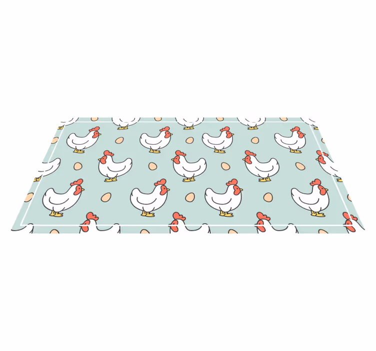 Chickens and Ova kitchen vinyl carpet - TenStickers