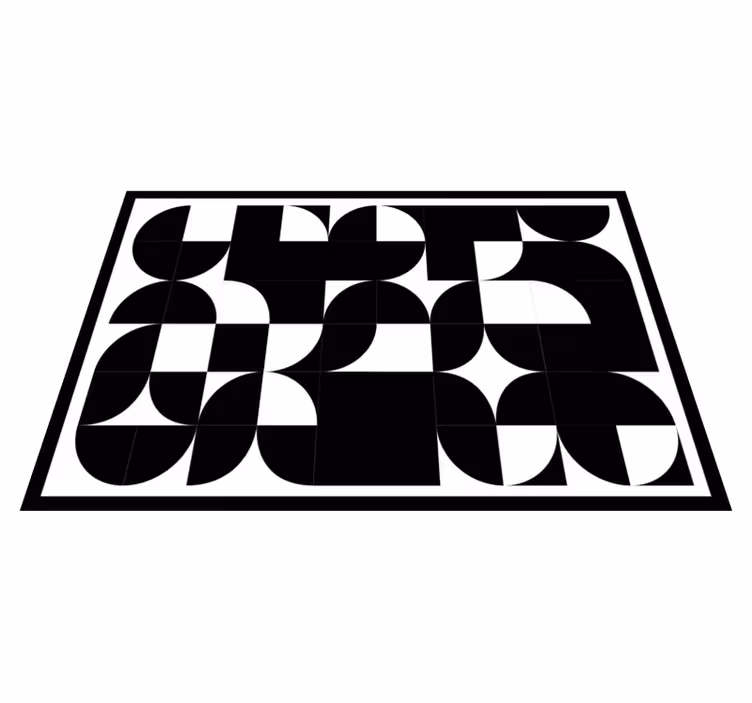 Curved Black Shapes geometric vinyl carpet - TenStickers
