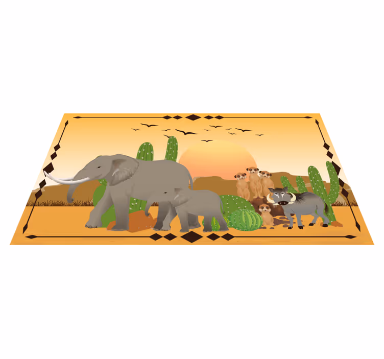 Twilight elephant expedition nature vinyl carpet - TenStickers