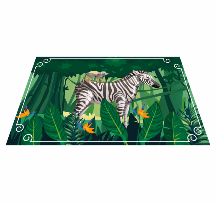 Zebra and monkey animal vinyl carpet - TenStickers