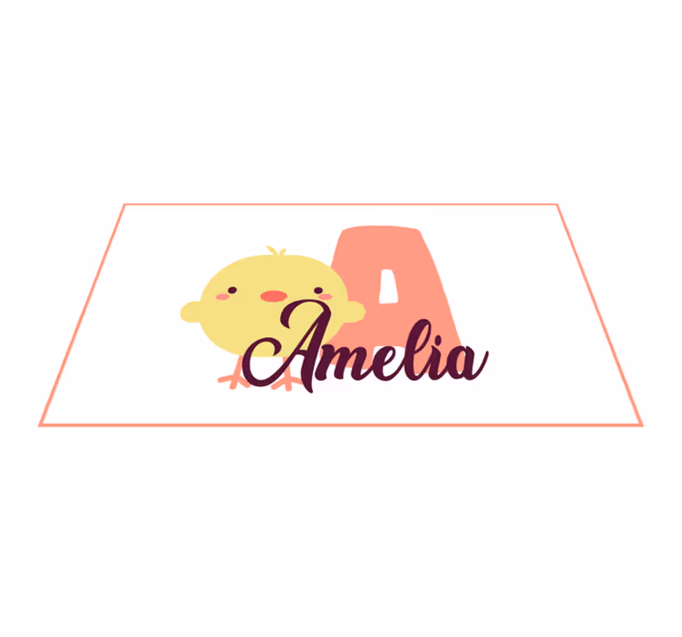 Chick with name and initial nursery vinyl carpet - TenStickers