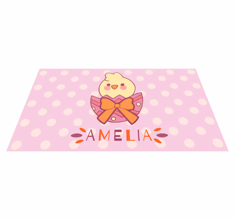 Pink chick with name nursery vinyl carpet - TenStickers