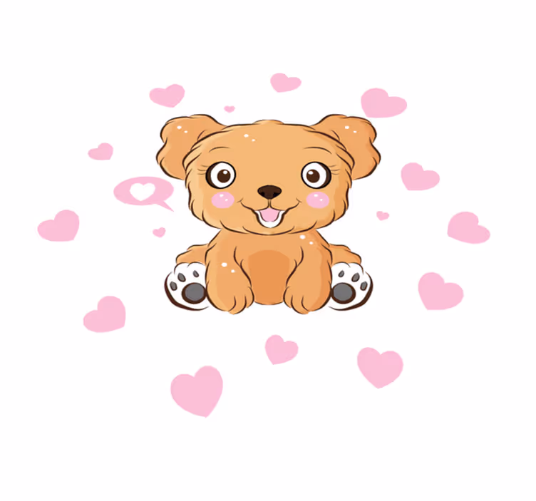 Cute puppy illustration circular vinyl carpet - TenStickers