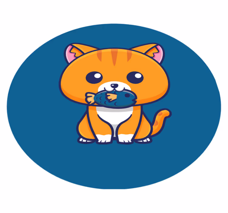 Cartoon Feline Circle animal vinyl carpet - TenStickers