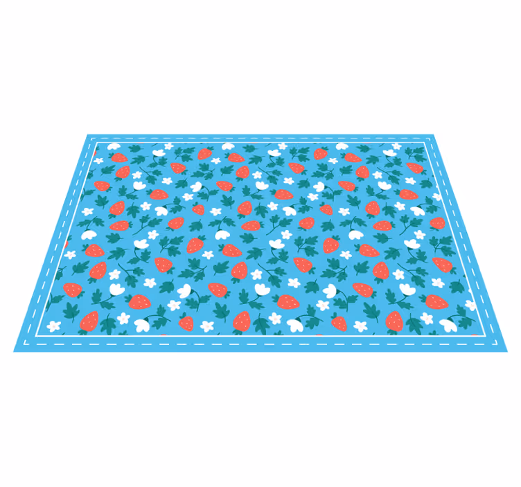Strawberry Floral Motif kitchen vinyl carpet - TenStickers