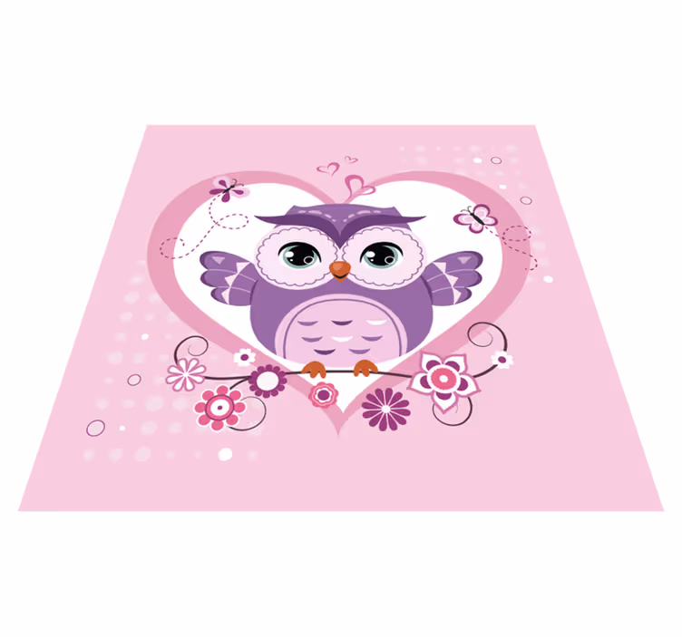 CUTE OWL HEART kids vinyl carpet - TenStickers