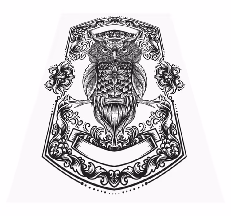 Intricate Owl Motif mandala vinyl carpet - TenStickers