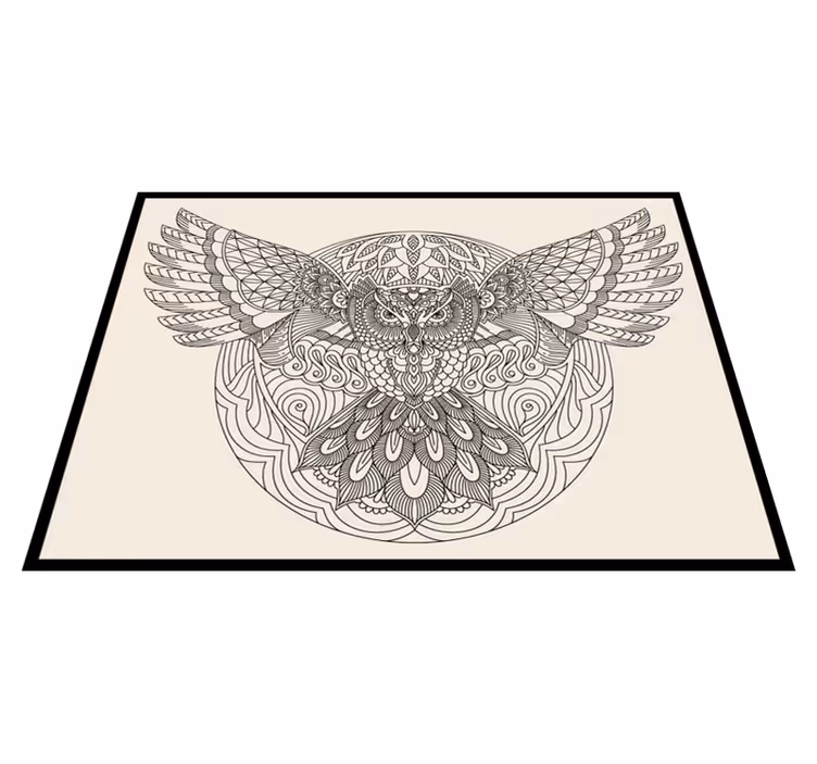 Elegant Owl Pattern mandala vinyl carpet - TenStickers