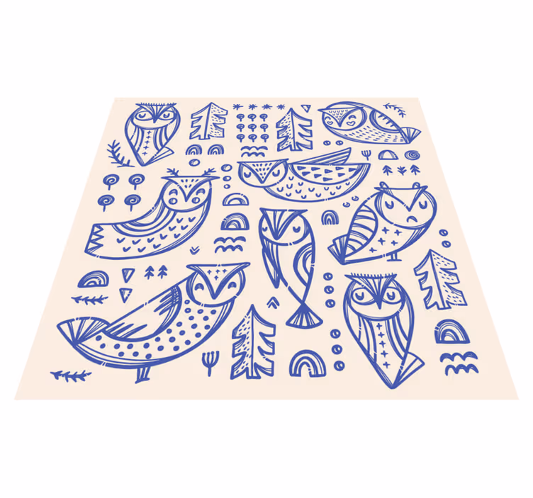 WHIMSICAL OWL PATTERNS kids vinyl carpet - TenStickers