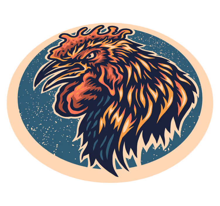 Rooster Head Illustration teen vinyl carpet - TenStickers