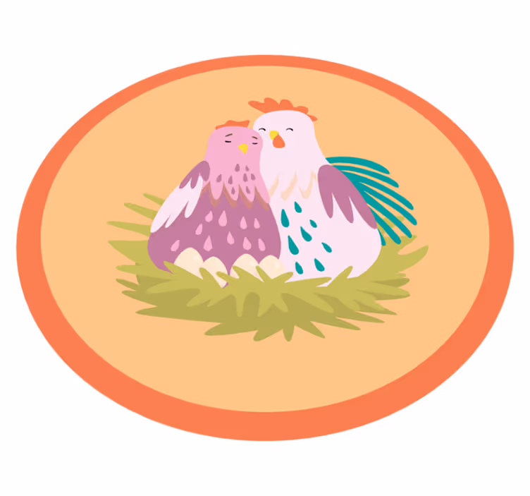 Charming Feathered Friends circular vinyl carpet - TenStickers