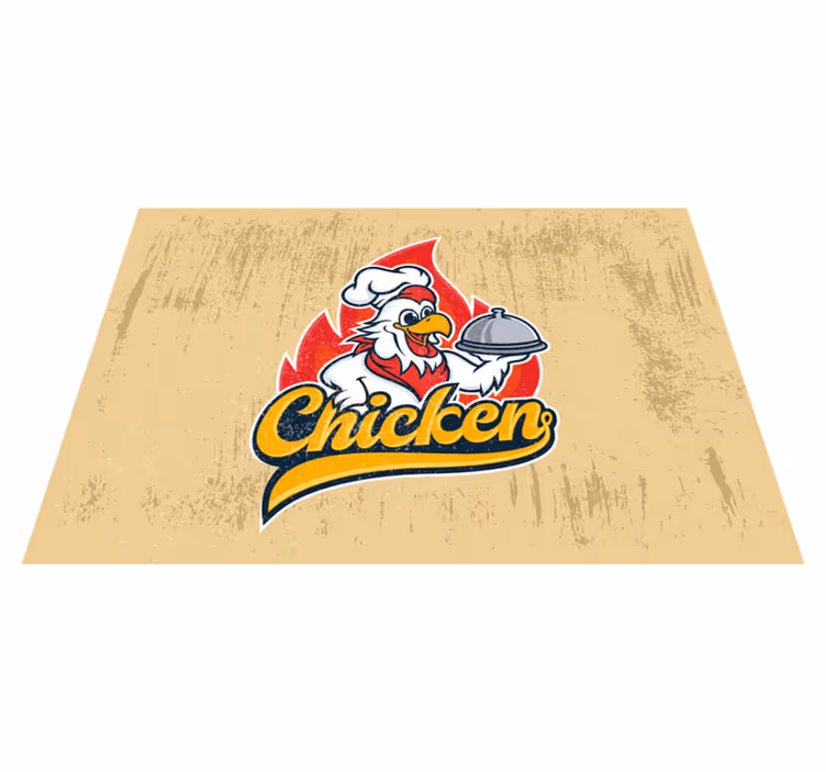 Cheerful Chicken Logo kitchen vinyl carpet - TenStickers