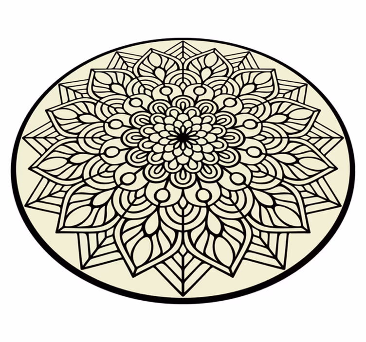 Graceful Botanical Emblem mandala vinyl carpet - TenStickers