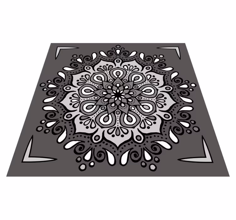 Elegant motif on grey mandala vinyl carpet - TenStickers