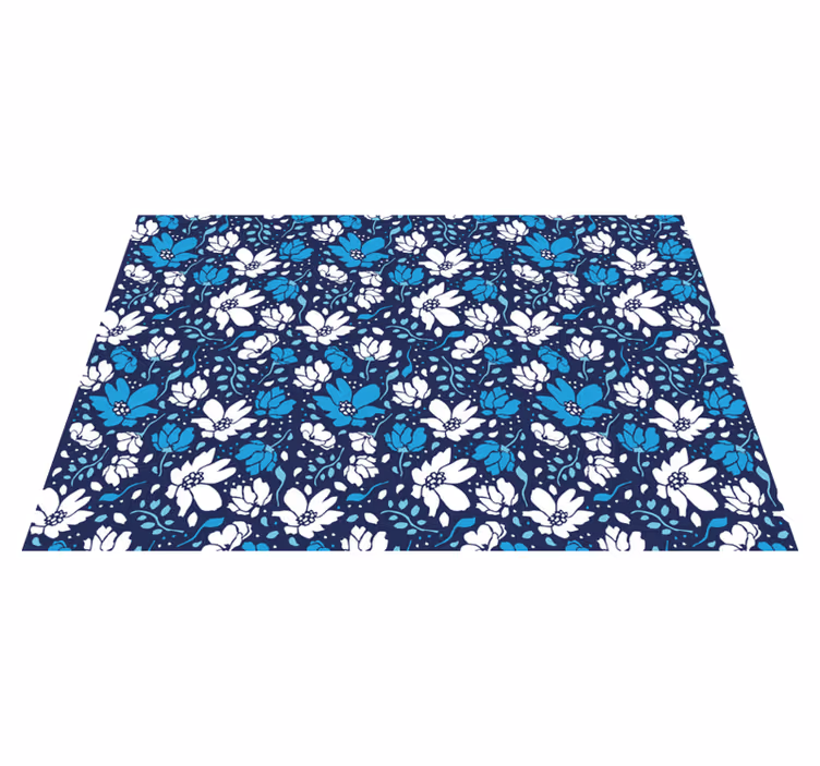 Navy floral motif floral vinyl carpet - TenStickers