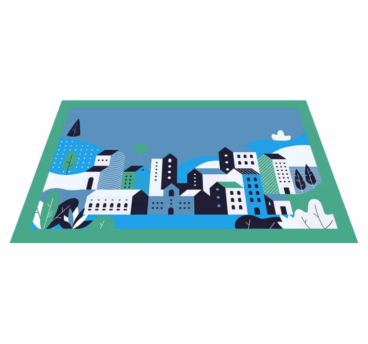 Blue urban landscape kids vinyl carpet - TenStickers