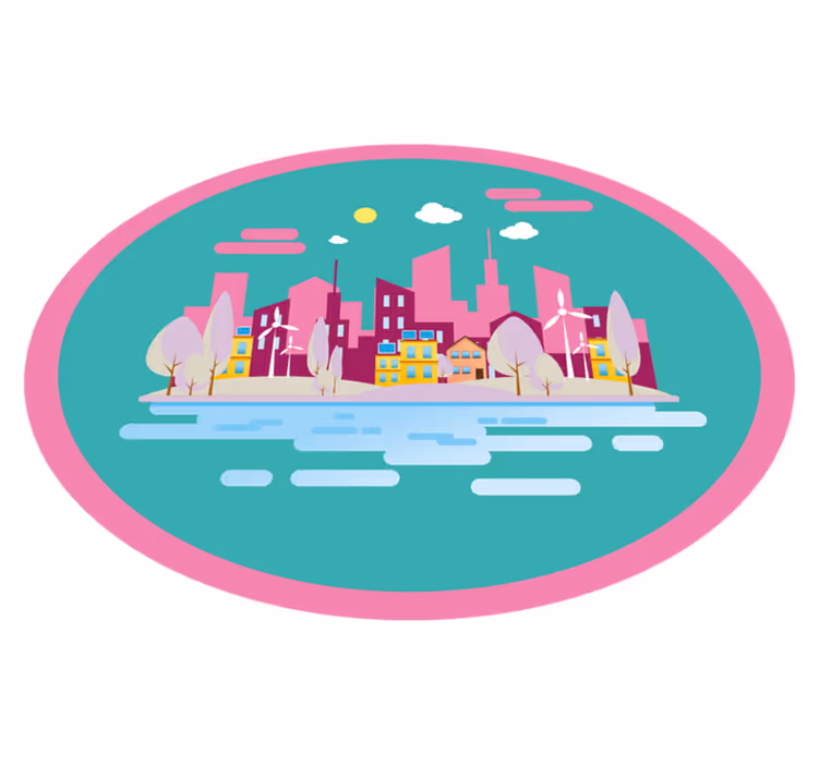 Colorful Cityscape kids vinyl carpet - TenStickers