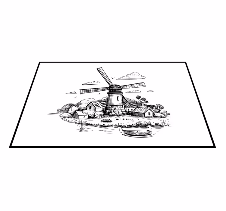 Windmill Landscape vintage vinyl carpet - TenStickers