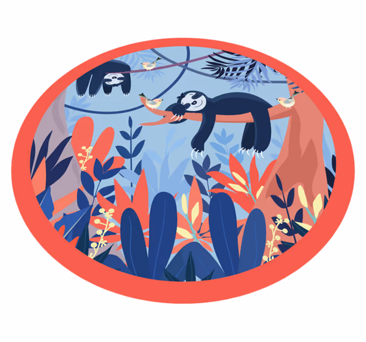 Sloth Jungle Scene animal print vinyl carpet - TenStickers