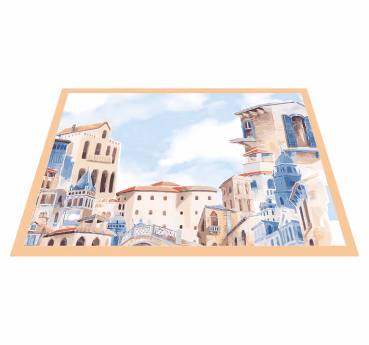 Coastal Cityscape bedroom vinyl carpet - TenStickers