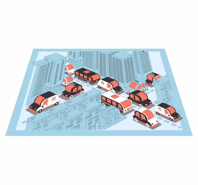 City Traffic Scene road vinyl carpet - TenStickers