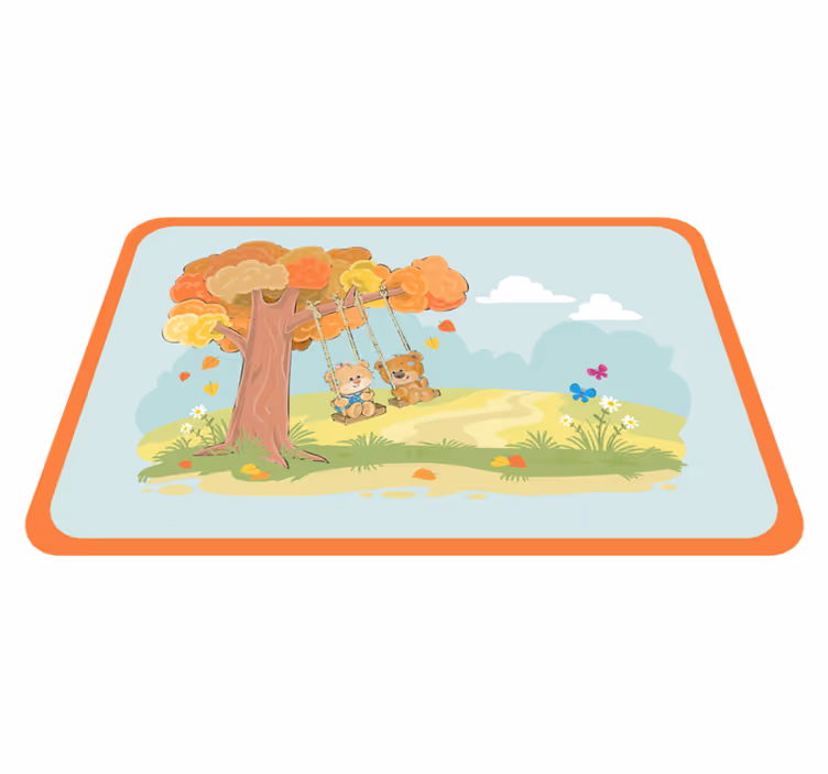Baby bears on swings kids vinyl carpet - TenStickers