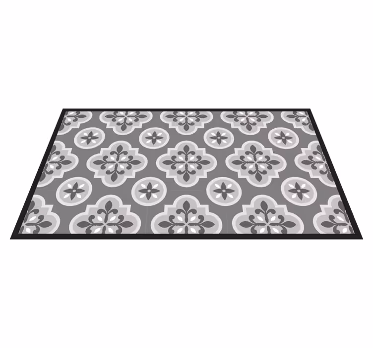 GRAYSCALE FLORAL PATTERN tile vinyl carpet - TenStickers