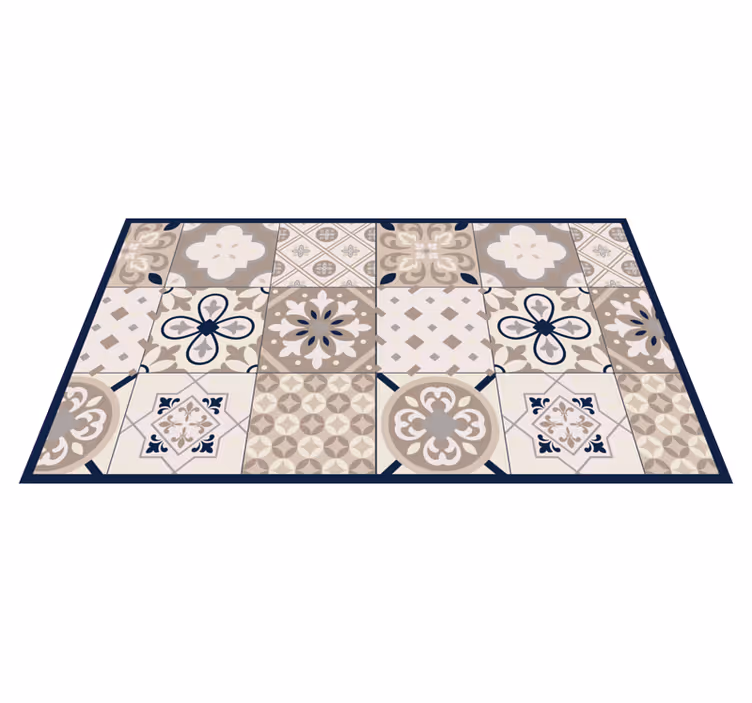 Beige elegant design tile vinyl carpet - TenStickers