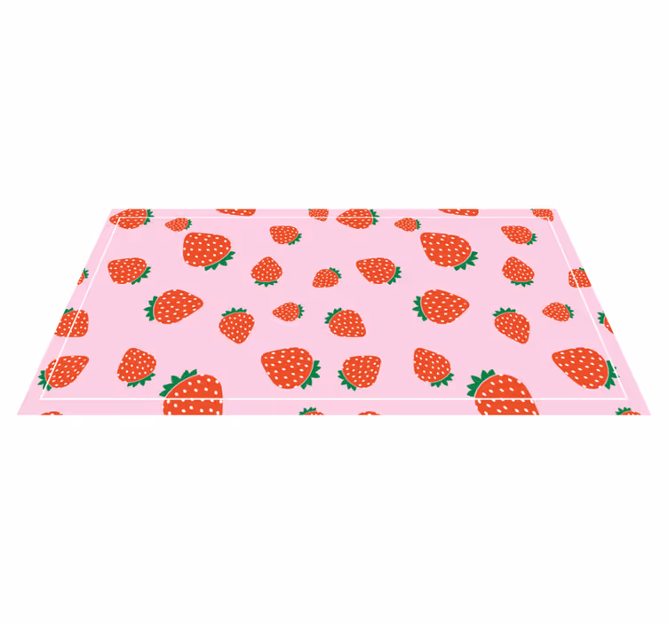 Pink strawberry motif floral vinyl carpet - TenStickers