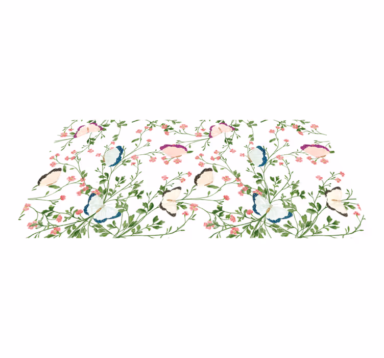 Butterfly Pattern floral vinyl carpet - TenStickers