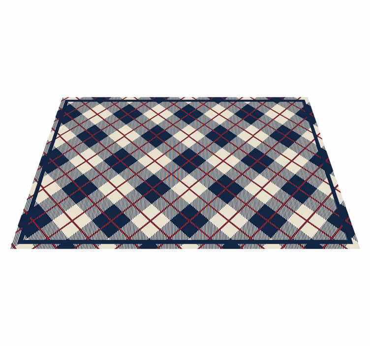 Navy check pattern geometric vinyl carpet - TenStickers