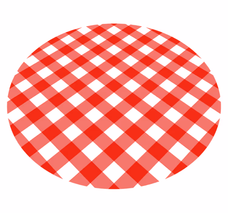 Red Check Pattern circular vinyl carpet - TenStickers
