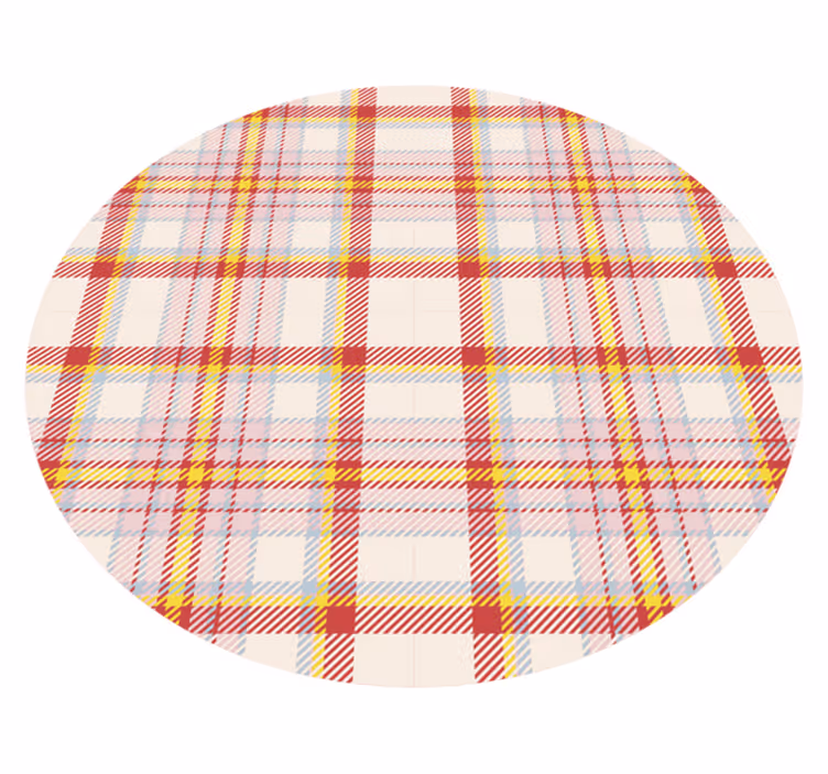 Vibrant Check Pattern circular vinyl carpet - TenStickers