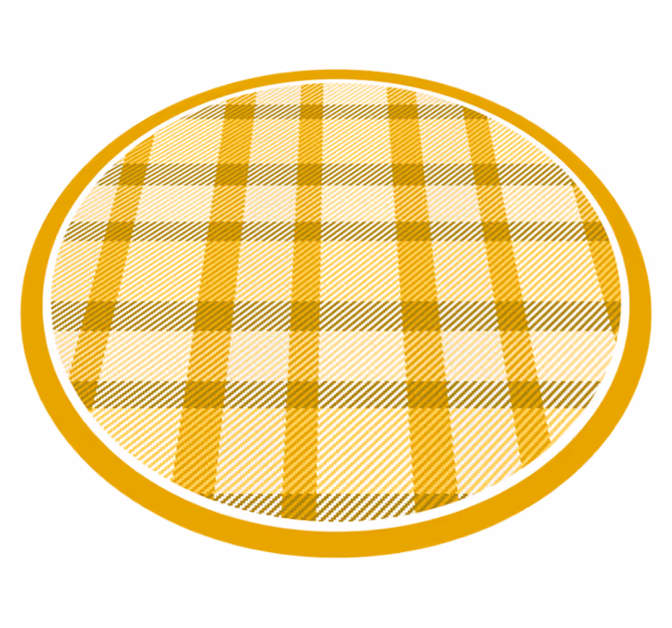 Yellow Plaid Print circular vinyl carpet - TenStickers