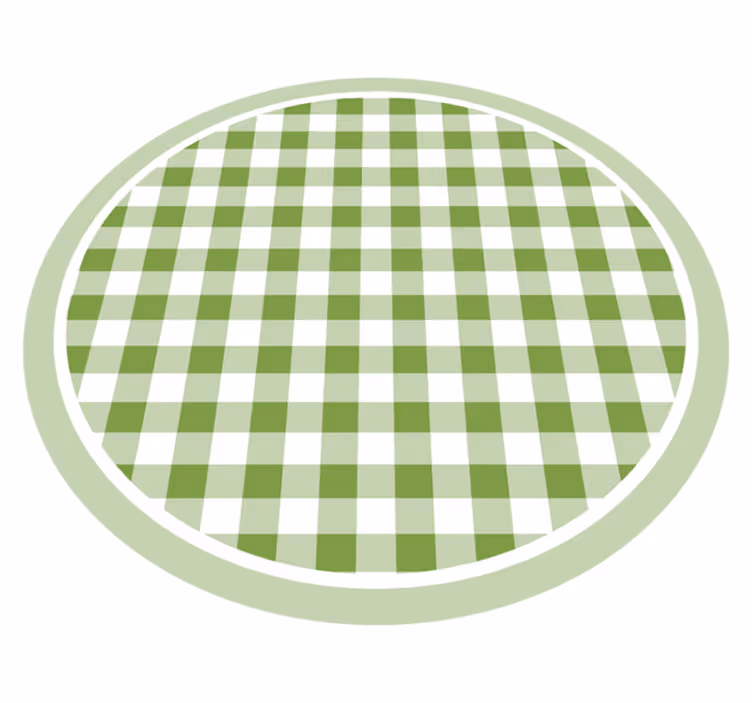 Green Checkered Motif circular vinyl carpet - TenStickers