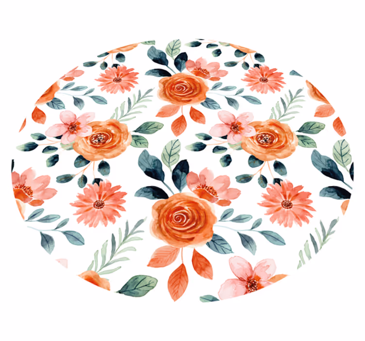 Floral Blossom Circle entrance hall vinyl carpet - TenStickers