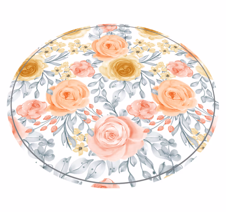 Flourishing Botanical Motifs circular vinyl carpet - TenStickers