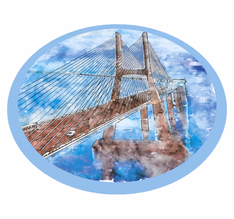 Bridges Over Water circular vinyl carpet - TenStickers