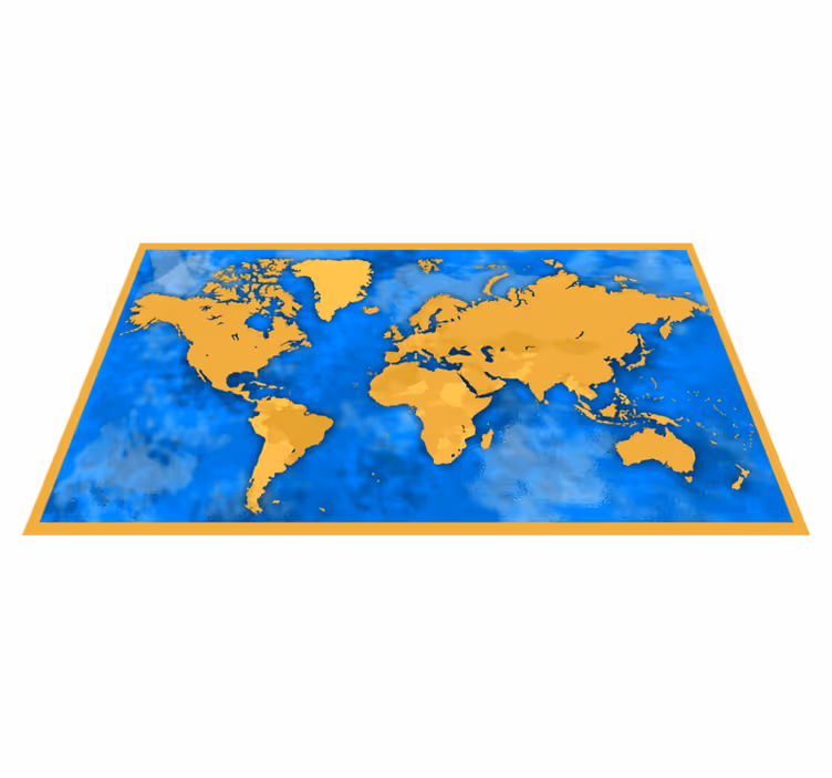 Golden and blue map world map vinyl carpet - TenStickers