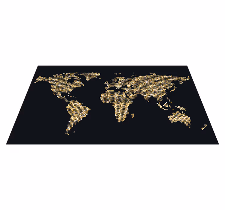 World map vinyl carpet golden world map - TenStickers