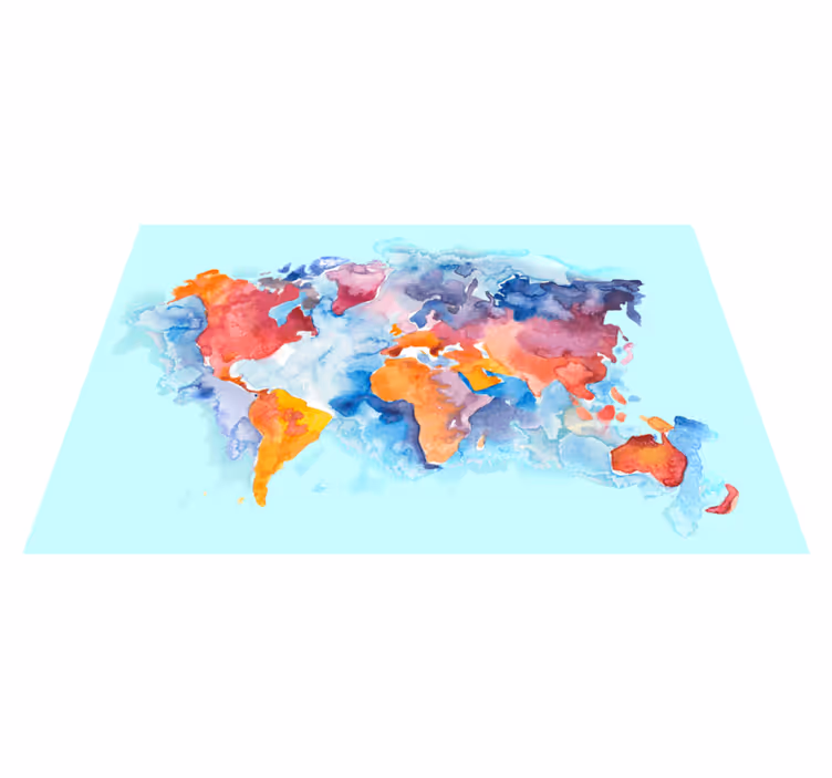 World map vinyl carpet colorful global map - TenStickers