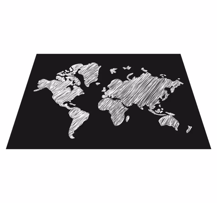Chalkboard grey design world map vinyl carpet - TenStickers