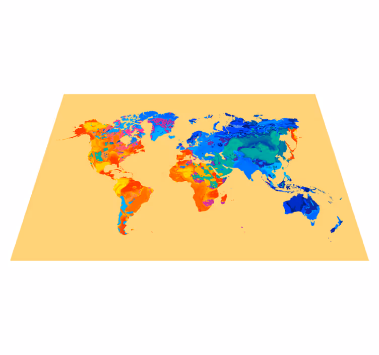 World map vinyl carpet bright world map - TenStickers