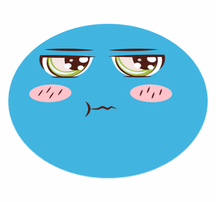 Sad Cartoon Face circular vinyl carpet - TenStickers