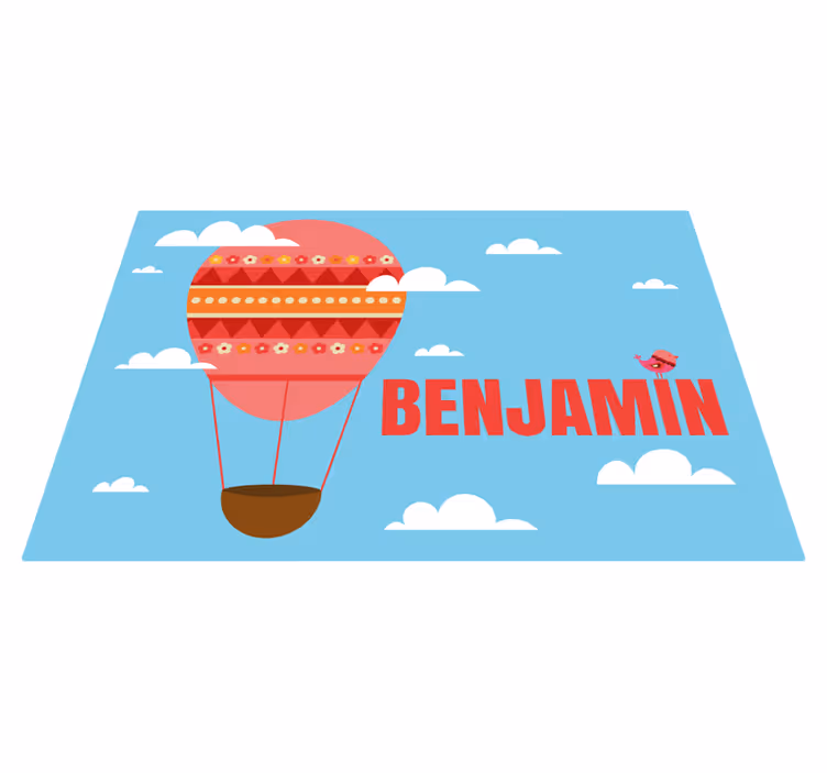 Red air balloon with name kids vinyl carpet - TenStickers