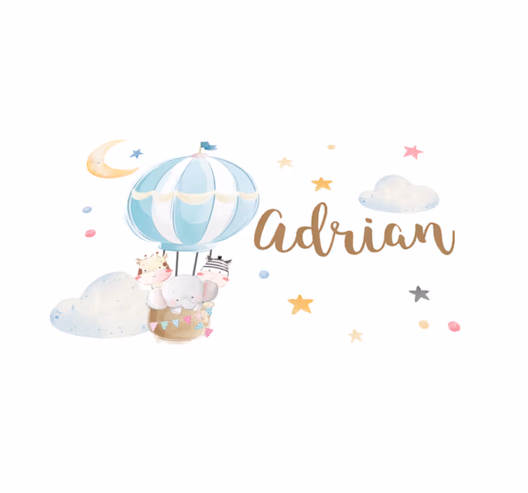 Aerial balloon with name kids vinyl carpet - TenStickers