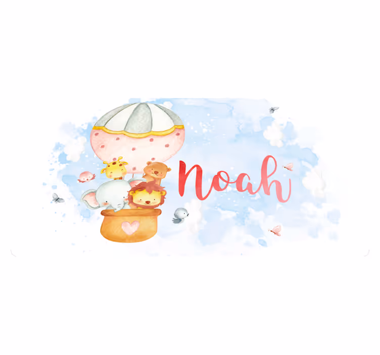 Balloon adventure with name nursery vinyl carpet - TenStickers