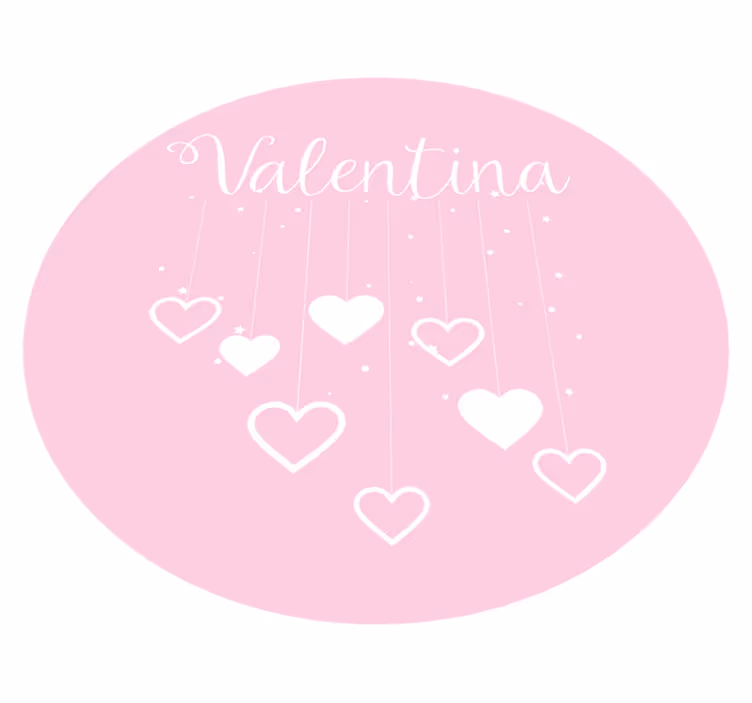 Hanging pink hearts with name kids vinyl carpet - TenStickers