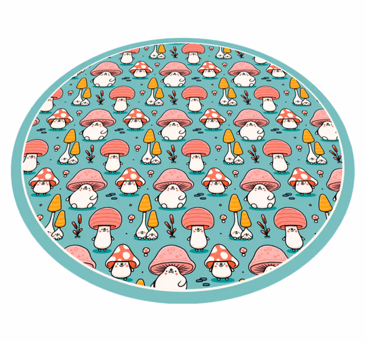 Adorable Mushroom Figures nature vinyl carpet - TenStickers